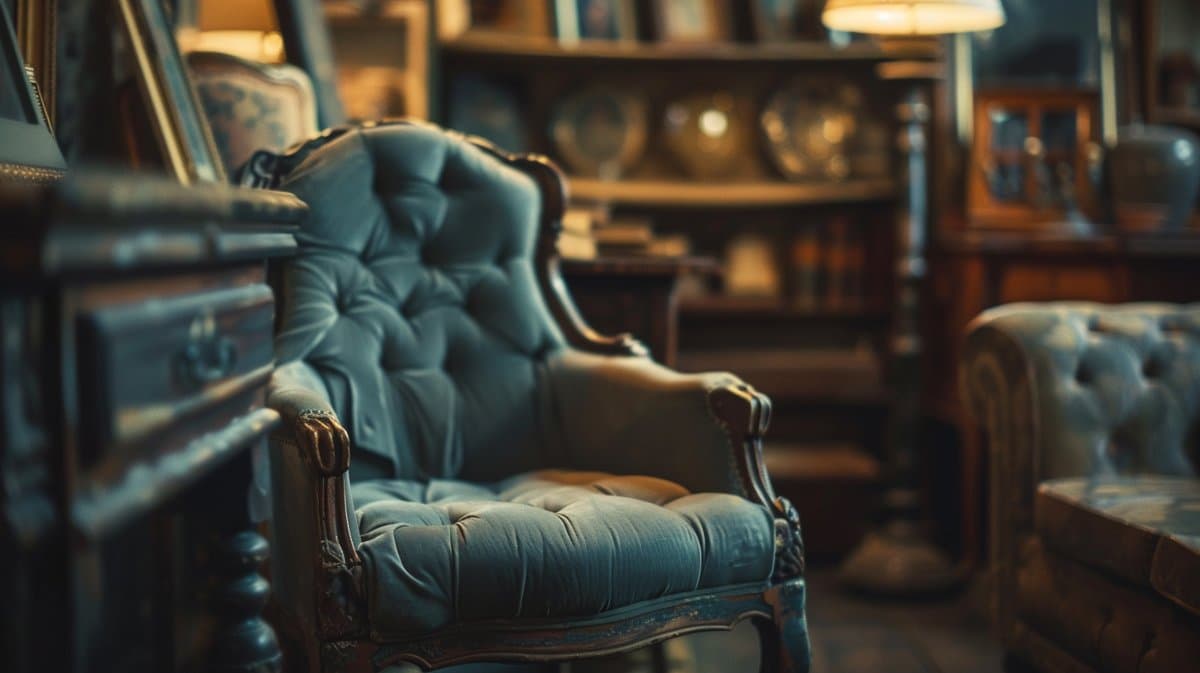 Antique armchair showcase